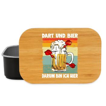 Dart und Bier darum bin ich hier Dartspiel - Lunch Box - Schwarz - Vorne
