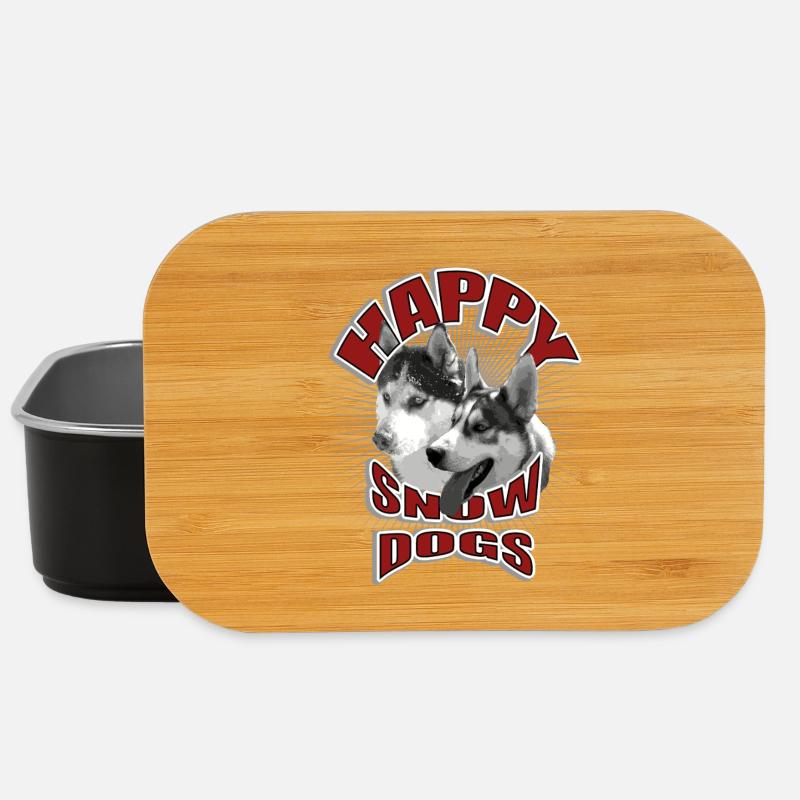 Hunde im Winter in 50er Jahre-Design - Lunch Box - Schwarz