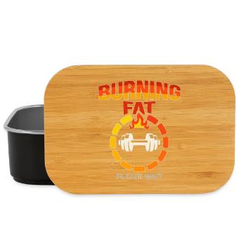 Burning Fat Please Wait – Funny Gym & Fitness Moti - Lunch Box - black - Front