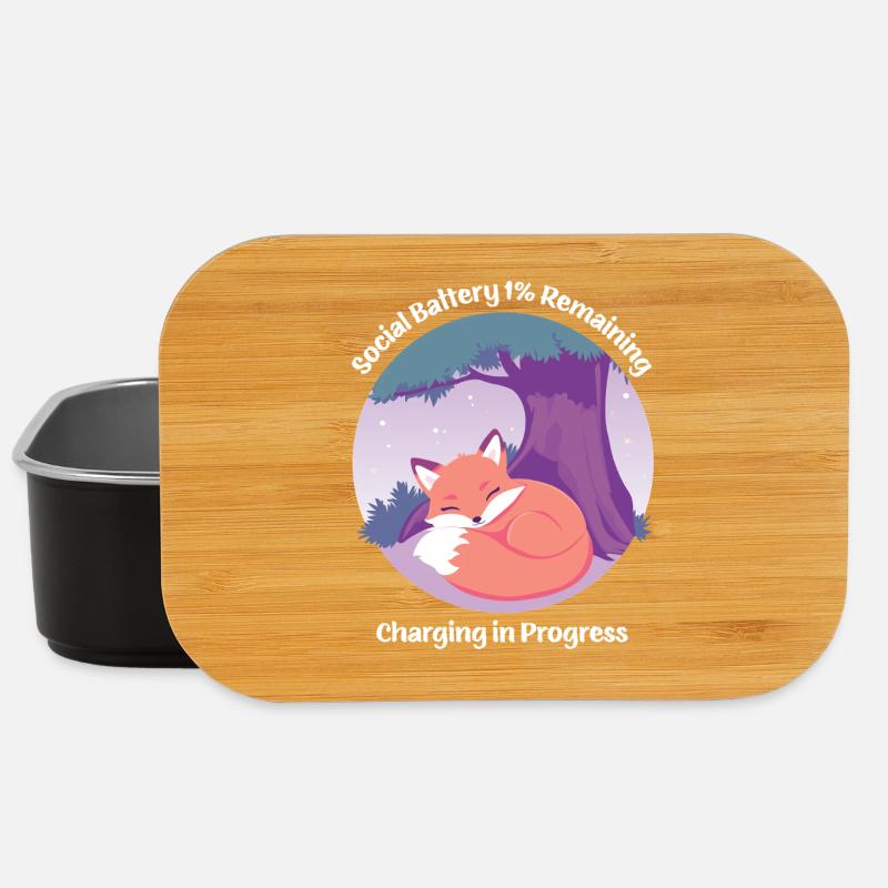 Cute fox with tree - Lunch Box - black