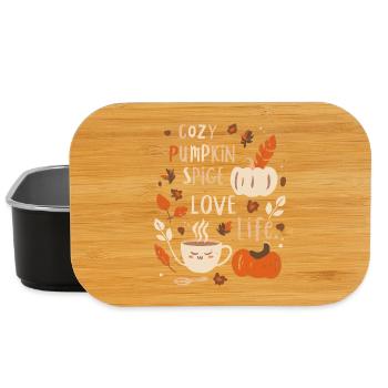 Autumnal Pumpkin Cozy Print Pumpkin Design - Lunch Box - black - Front