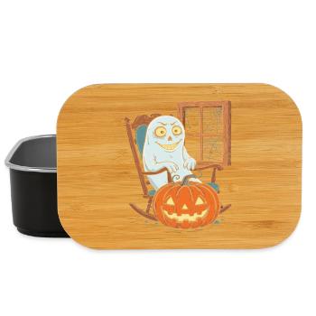 Fantôme dans la lueur de la citrouille - Boîte à goûter - noir - Devant