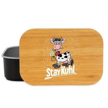 Stay Kuh! Winterkuh mit Blume - Lunch Box - Schwarz - Vorne