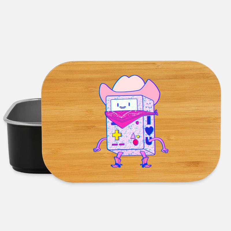 Cowboy Game Console Neon Pink Vaporwave Robot - Lunch Box - black