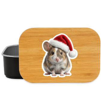 Süße Maus mit großer Weihnachtsmütze - Lunch Box - Schwarz - Vorne