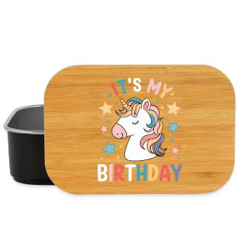 C’est ma fête d’anniversaire mignonne licorne - Boîte à goûter - noir - Devant