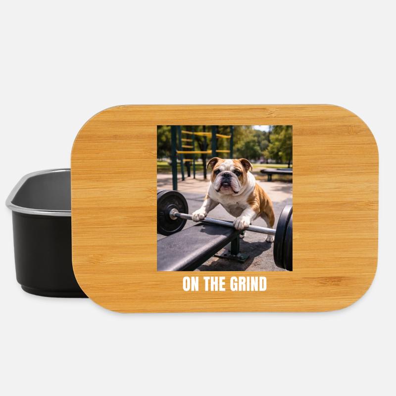 On The Grind Bulldog Gym Meme Funny Workout - Lunch Box - black