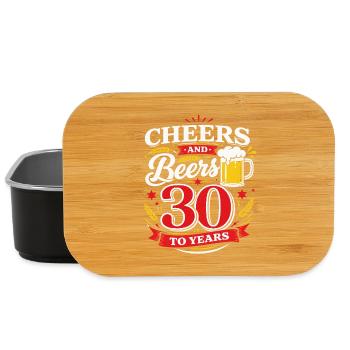 Cheers and Beers to 30 Years – Birthday Saying - Lunch Box - black - Front