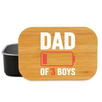 Père de trois garçons Motif de batterie - Boîte à goûter - noir - Devant