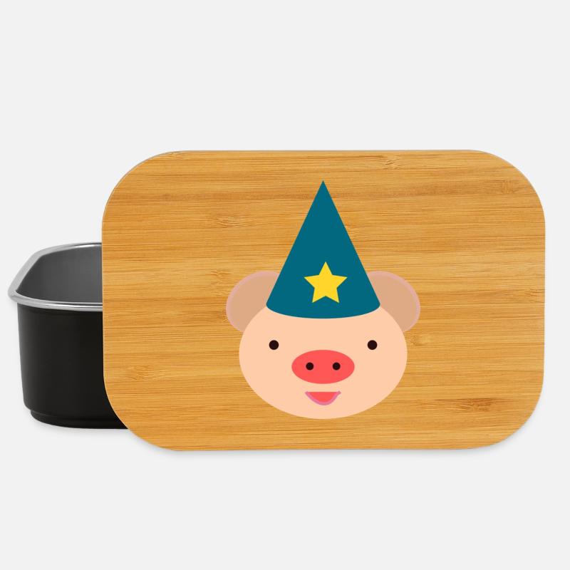 Piggy Magic Hat Cartoon - Lunch Box - black