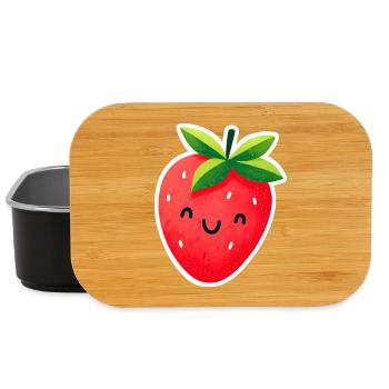 fraise mignonne souriante - Boîte à goûter - noir - Devant