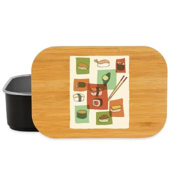 Sushi Mid-Century Pop Art - Lunch Box - black - Front