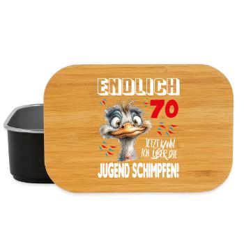 Endlich 70: Strauß Vogel Geburtstag Birthday - Lunch Box - Schwarz - Vorne