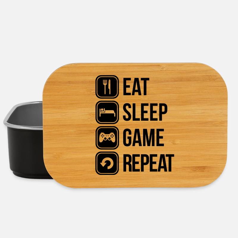 eat sleep game repeat spiele - Lunch Box - Schwarz
