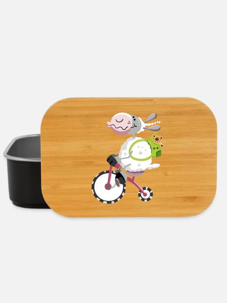 Cute sheep with bike - Lunch Box - black