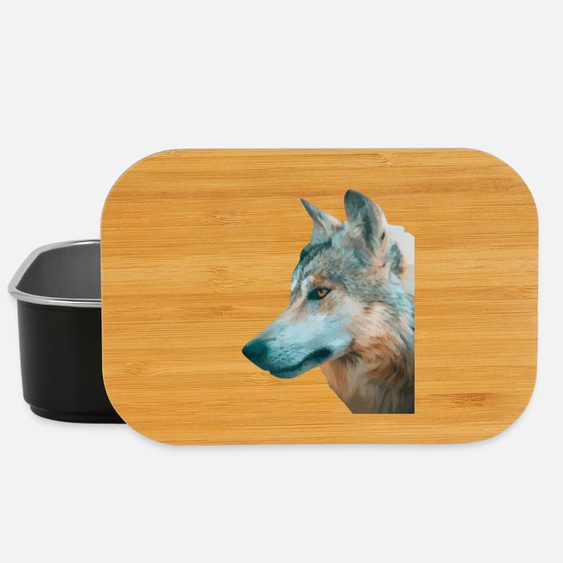 Tête de loup Aquarelle - Boîte à goûter - noir