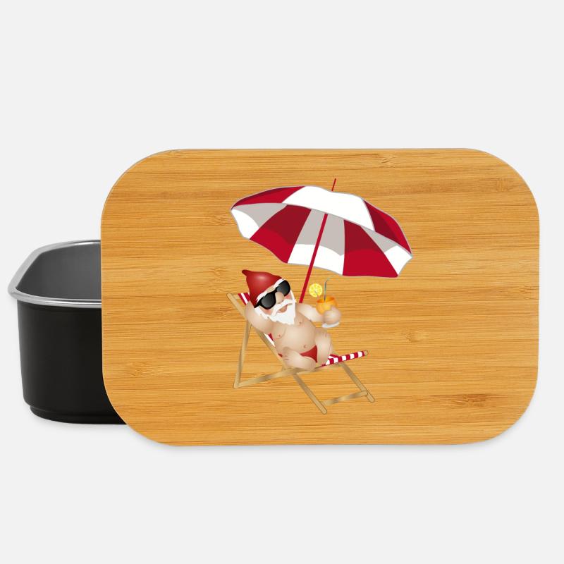 cooler Gartenzwerg im Liegestuhl am Strand - Lunch Box - Schwarz