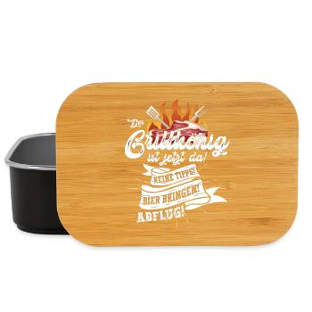 Grillparty Motiv mit Fleisch und Flammen - Lunch Box - Schwarz - Vorne