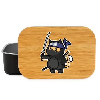 Humor Cute Cat Kawaii Chibi as Ninja Cat - Lunch Box - black - Front