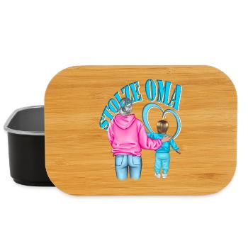 stolze Oma Enkel Herz blonde Haare - Lunch Box - Schwarz - Vorne