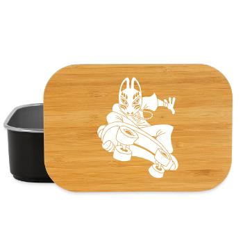 Renard blanc étrange en skateboard - Boîte à goûter - noir - Devant