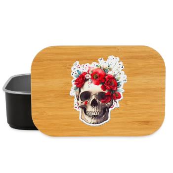 Totenkopf mit roten Blumen - Lunch Box - Schwarz - Vorne