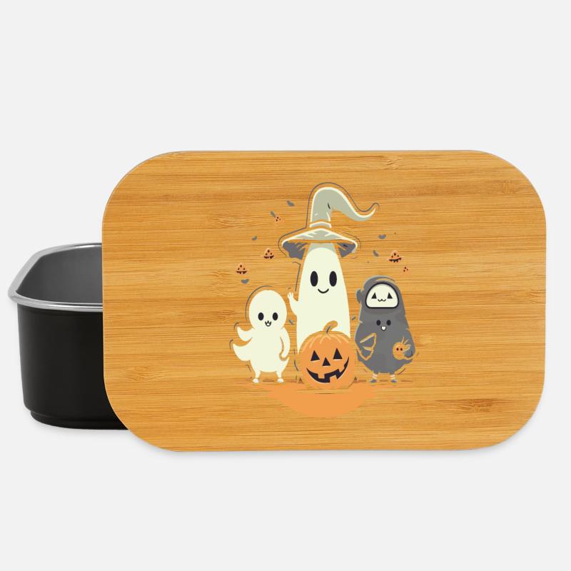 Fantômes d’Halloween câlins avec citrouille - Boîte à goûter - noir