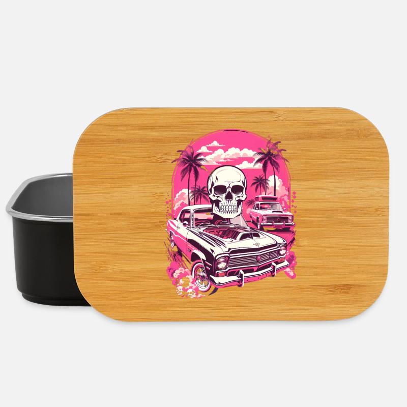 Classic Car und Totenkopf - Lunch Box - Schwarz