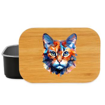 Katze Polygon Katzen Kater Hauskatze Kurzhaar - Lunch Box - Schwarz - Vorne
