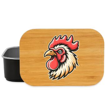 Comic Rooster Head Photorealistic - Lunch Box - black - Front