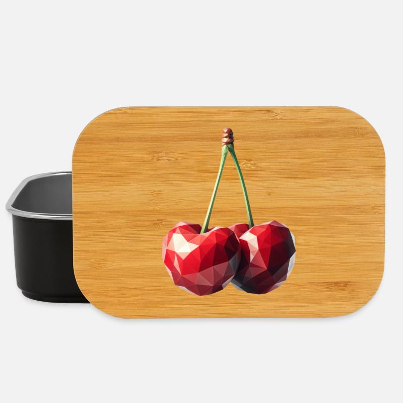 Cerises dans le style polygonal - Boîte à goûter - noir