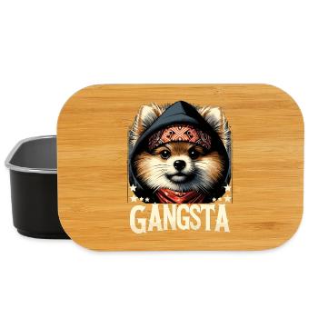 Petit cadeau de chien Spitz Gangsta Gangster - Boîte à goûter - noir - Devant