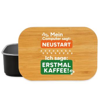 Computer sagt Neustart Ich sage erstmal Kaffee! - Lunch Box - Schwarz - Vorne