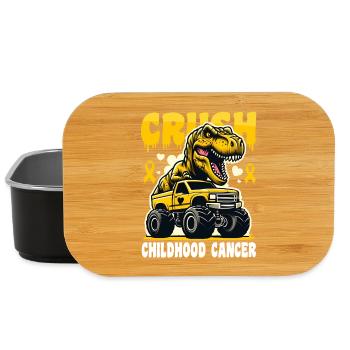 Dinosaur Monster Truck Childhood Cancer Awareness - Lunch Box - black - Front