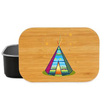 Colorful teepee tent – imaginative pattern - Lunch Box - black - Front