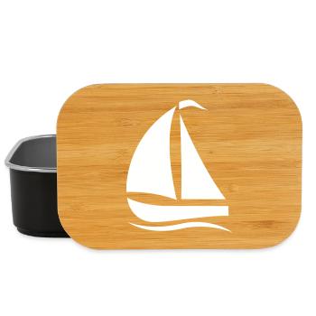 Minimalistische Segelboot Silhouette Nordsee  - Lunch Box - Schwarz - Vorne