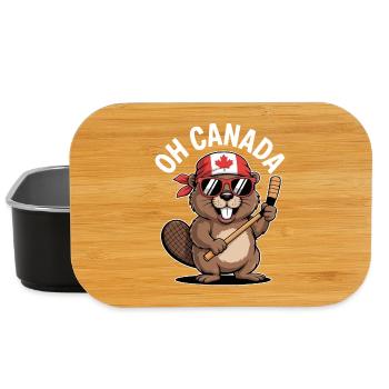 Castor humoristique avec une touche canadienne - Boîte à goûter - noir - Devant
