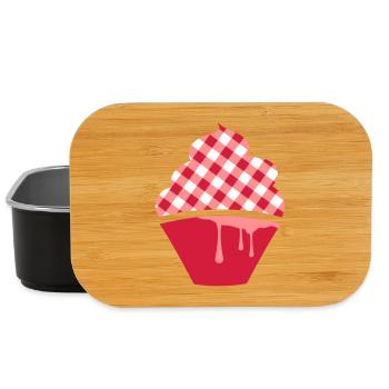 Stilisierter Cupcake mit Karo-Topping - Lunch Box - Schwarz - Vorne