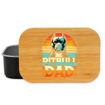 Pitbull Papa Retro Sonnenuntergang, Hund Vater - Lunch Box - Schwarz - Vorne