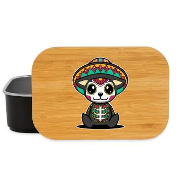 Chien dia de muertos tête de mort mexicaine kawaii - Boîte à goûter - noir - Devant