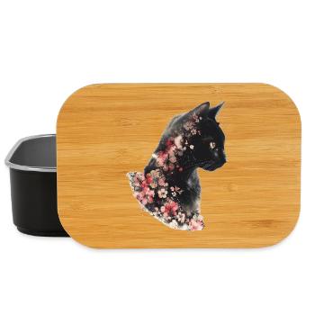 Katze Blumen - Lunch Box - Schwarz - Vorne