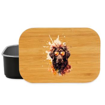 Cool watercolor dog with sunglasses - Lunch Box - black - Front