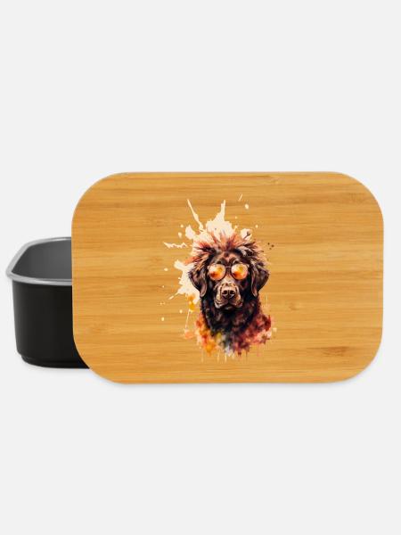 Cooler Aquarell-Hund mit Sonnenbrille - Lunch Box - Schwarz