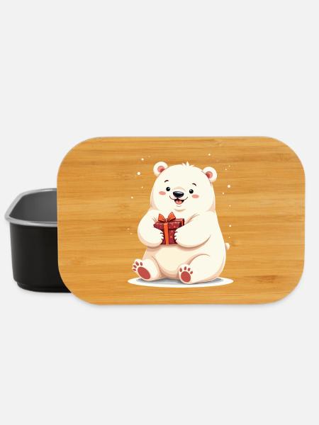 Niedlicher Eisbär mit Geschenkillustration - Lunch Box - Schwarz