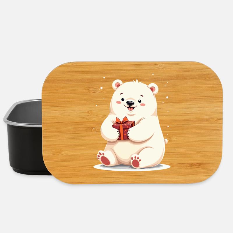 Niedlicher Eisbär mit Geschenkillustration - Lunch Box - Schwarz