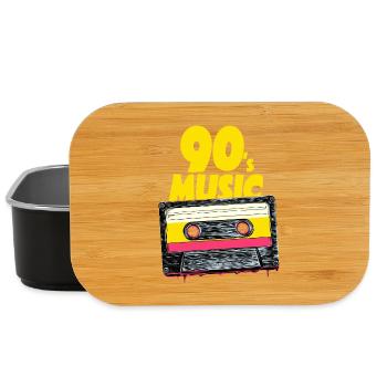 90's Music mit retro Tape Audio Kassette - Lunch Box - Schwarz - Vorne