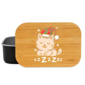 Sleeping Christmas Cat with Hat - Lunch Box - black - Front