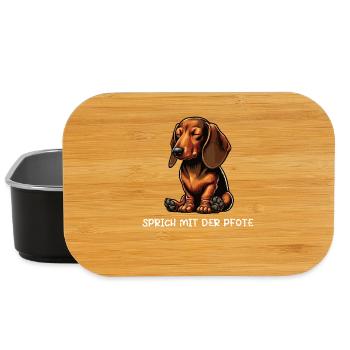 Sprich mit der Pfote Dackel Dackelbesitzer Teckel - Lunch Box - Schwarz - Vorne