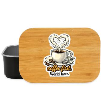 Kaffee zuerst Herz-Design - Lunch Box - Schwarz - Vorne