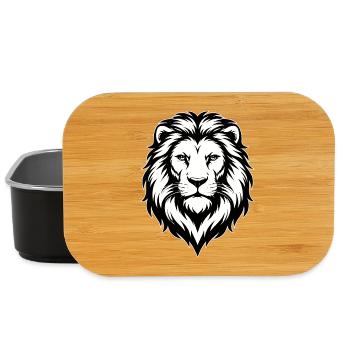 Illustration de lion en noir et blanc - Boîte à goûter - noir - Devant